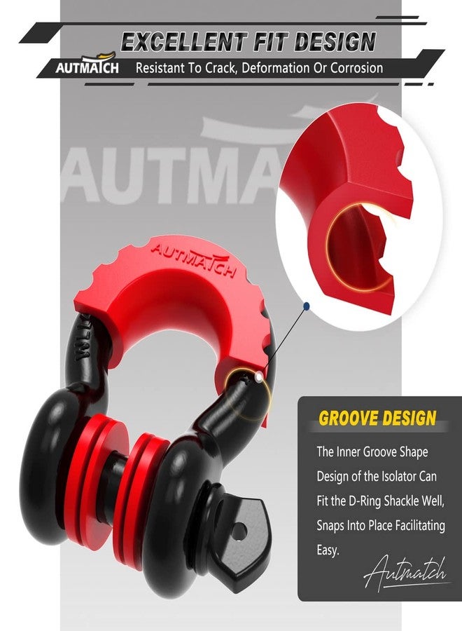 AUTMATCH D Ring Shackle Isolators Washers Kit - 2 Rubber Shackle Isolators with 8 Washers, Fits 3/4 Shackles Protect and Prevents Rattling, Shackle Cover Red - Image 4